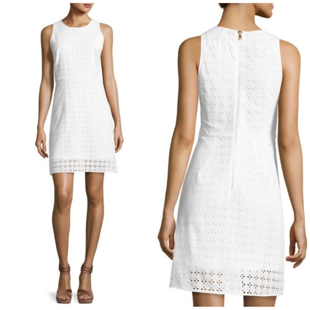 Milly Slim Shift Eyelet Dress White-fully lined-size 4 - brand new without tags